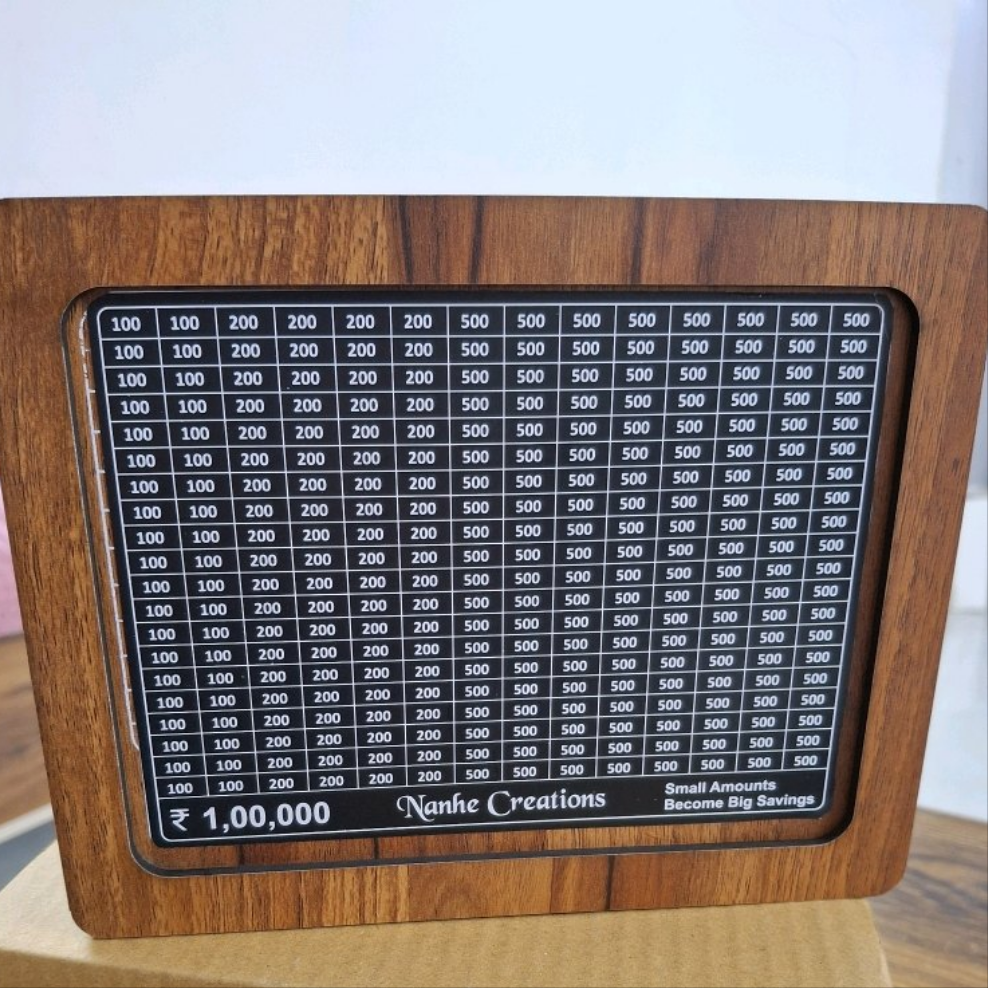 Wooden Piggy Bank for 1 Lac savings