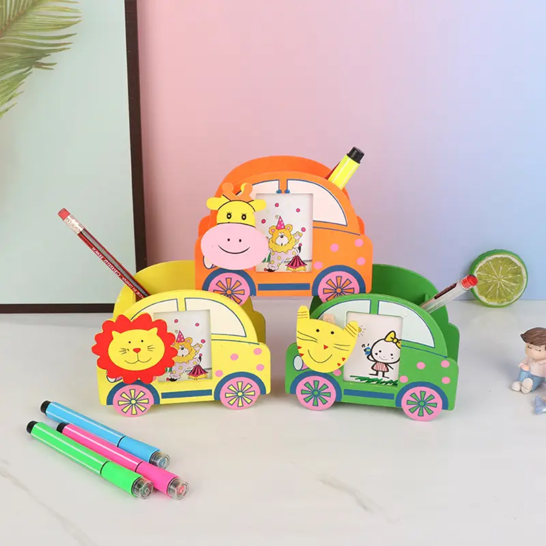 Wooden Car Shape Pen Holder