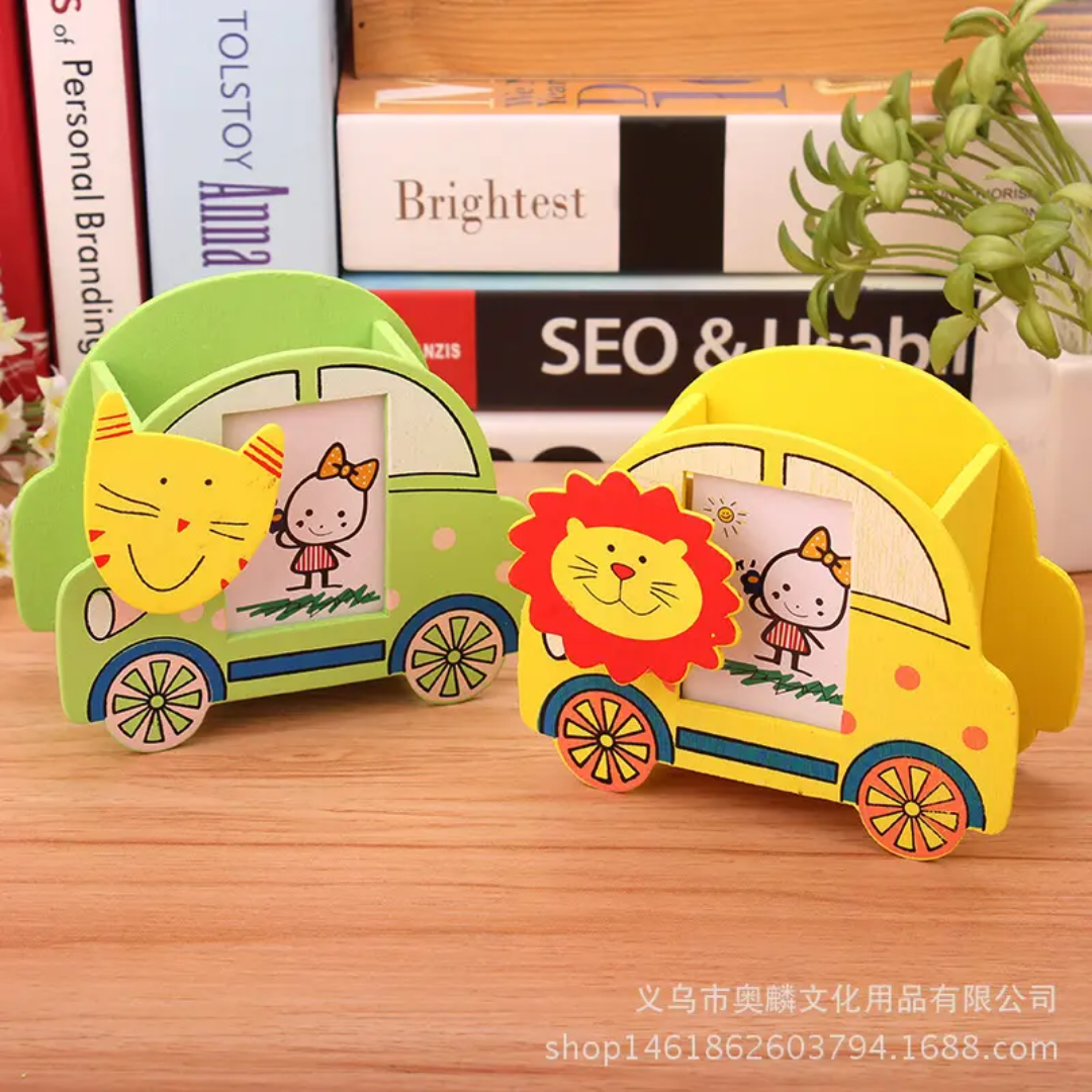 Wooden Car Shape Pen Holder