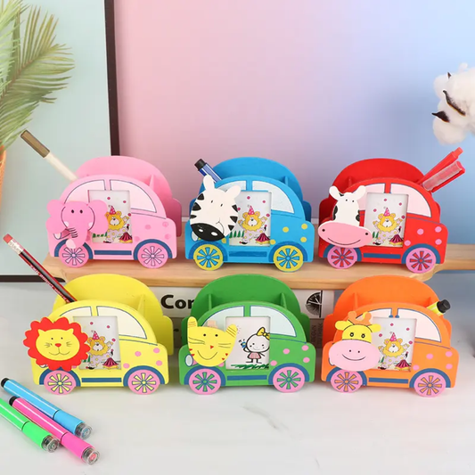 Wooden Car Shape Pen Holder