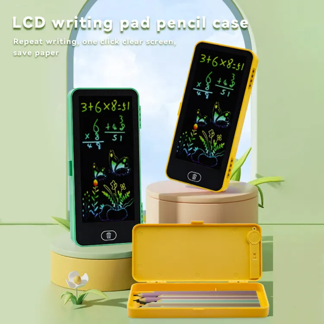 2-in-1 LCD Magic Slate Pencil Box & School Compass Box