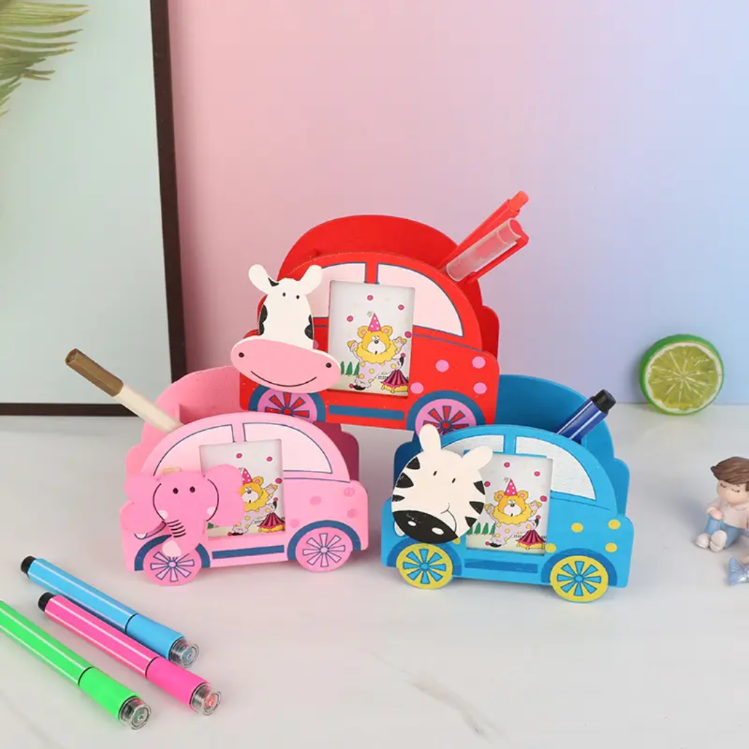 Wooden Car Shape Pen Holder